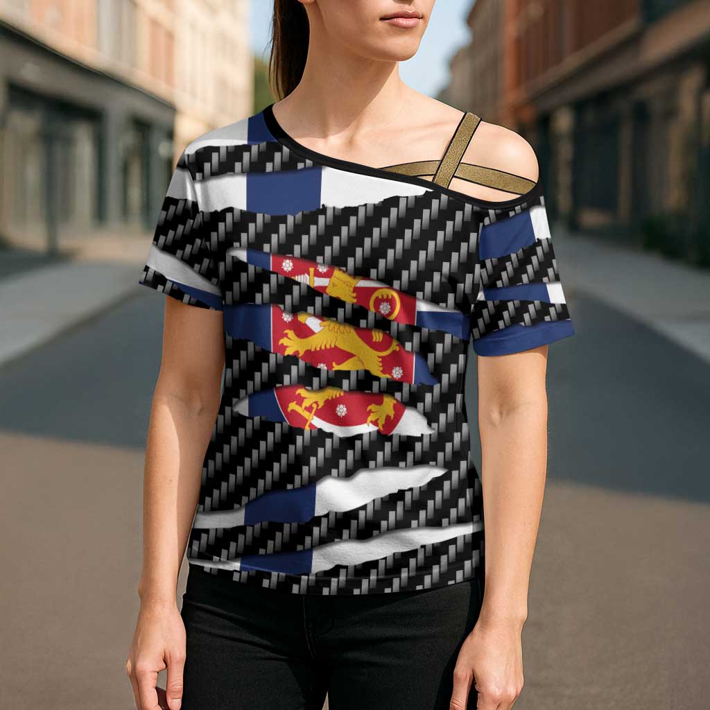 Finland Beast Cross Shoulder Shirt Ripped Flag Graphic - Wonder Print Shop