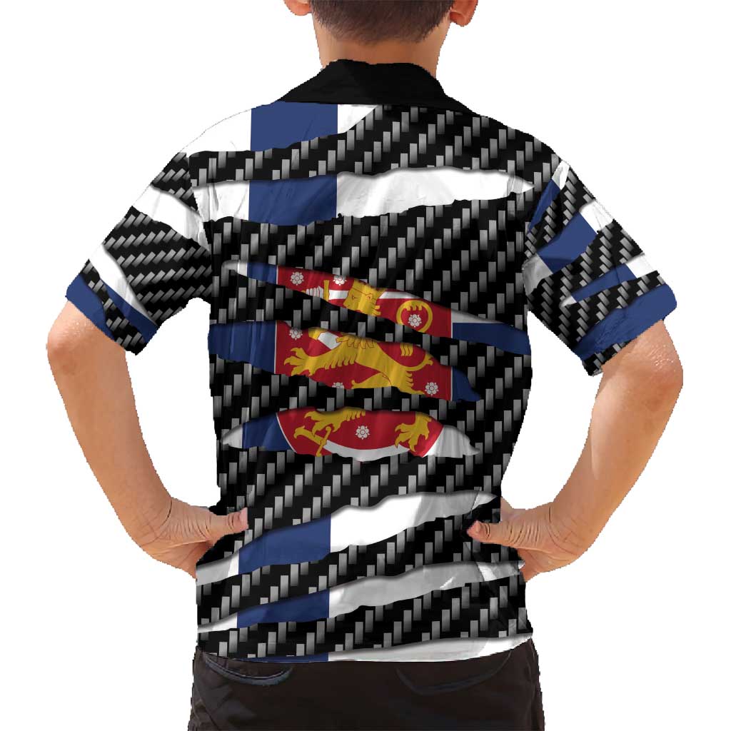 Finland Beast Family Matching Long Sleeve Bodycon Dress and Hawaiian Shirt Ripped Flag Graphic - Wonder Print Shop