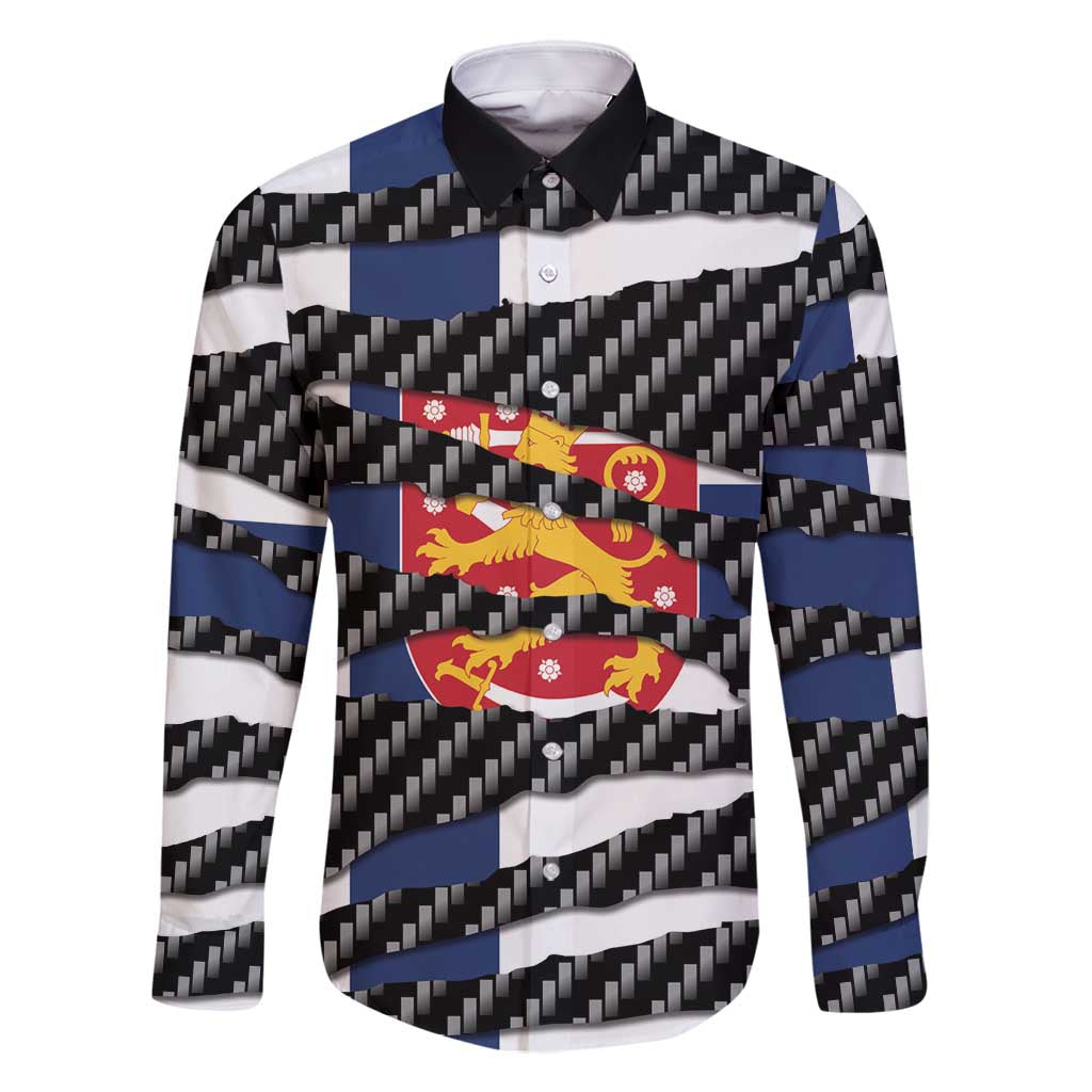 Finland Beast Family Matching Long Sleeve Bodycon Dress and Hawaiian Shirt Ripped Flag Graphic - Wonder Print Shop