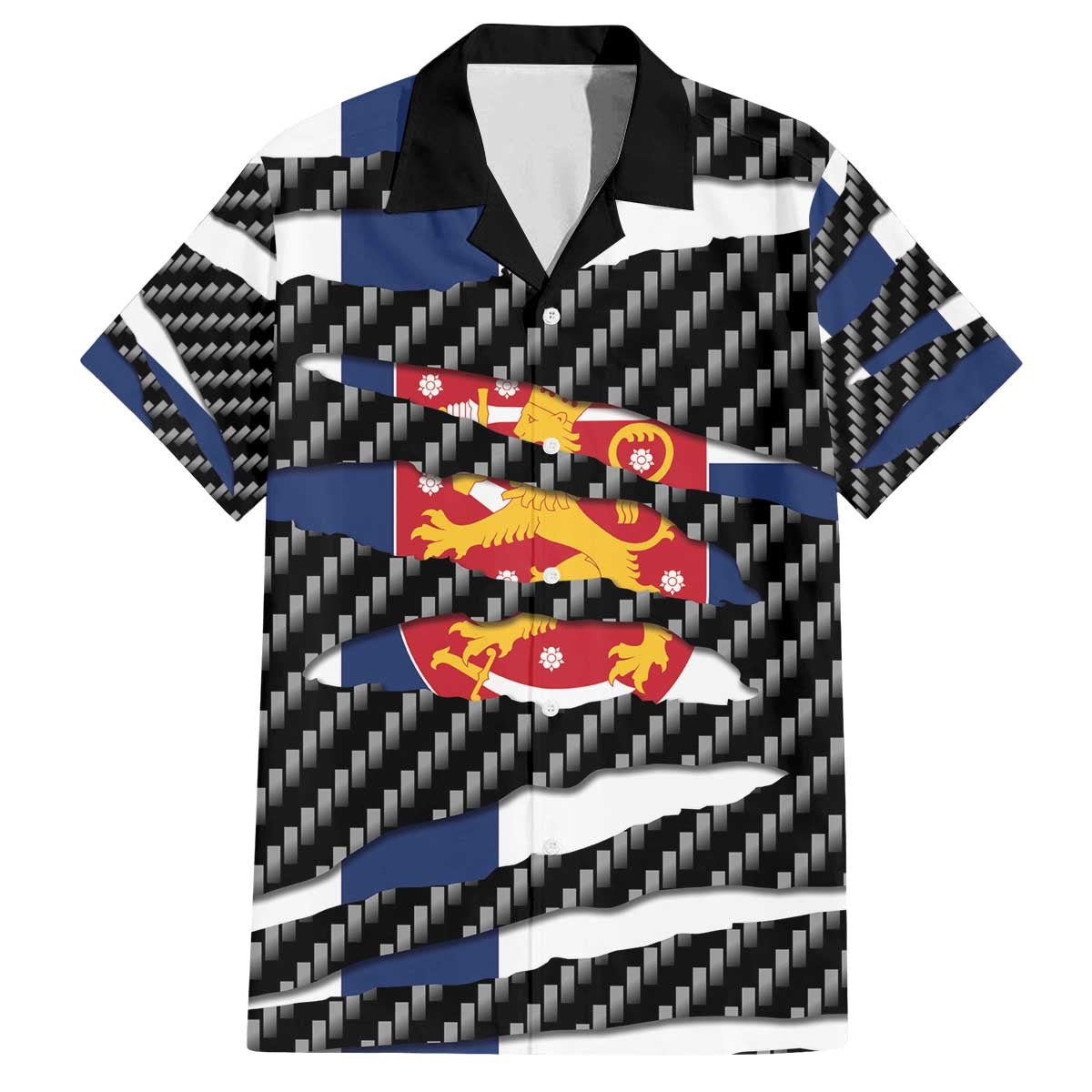 Finland Beast Family Matching Off The Shoulder Long Sleeve Dress and Hawaiian Shirt Ripped Flag Graphic - Wonder Print Shop