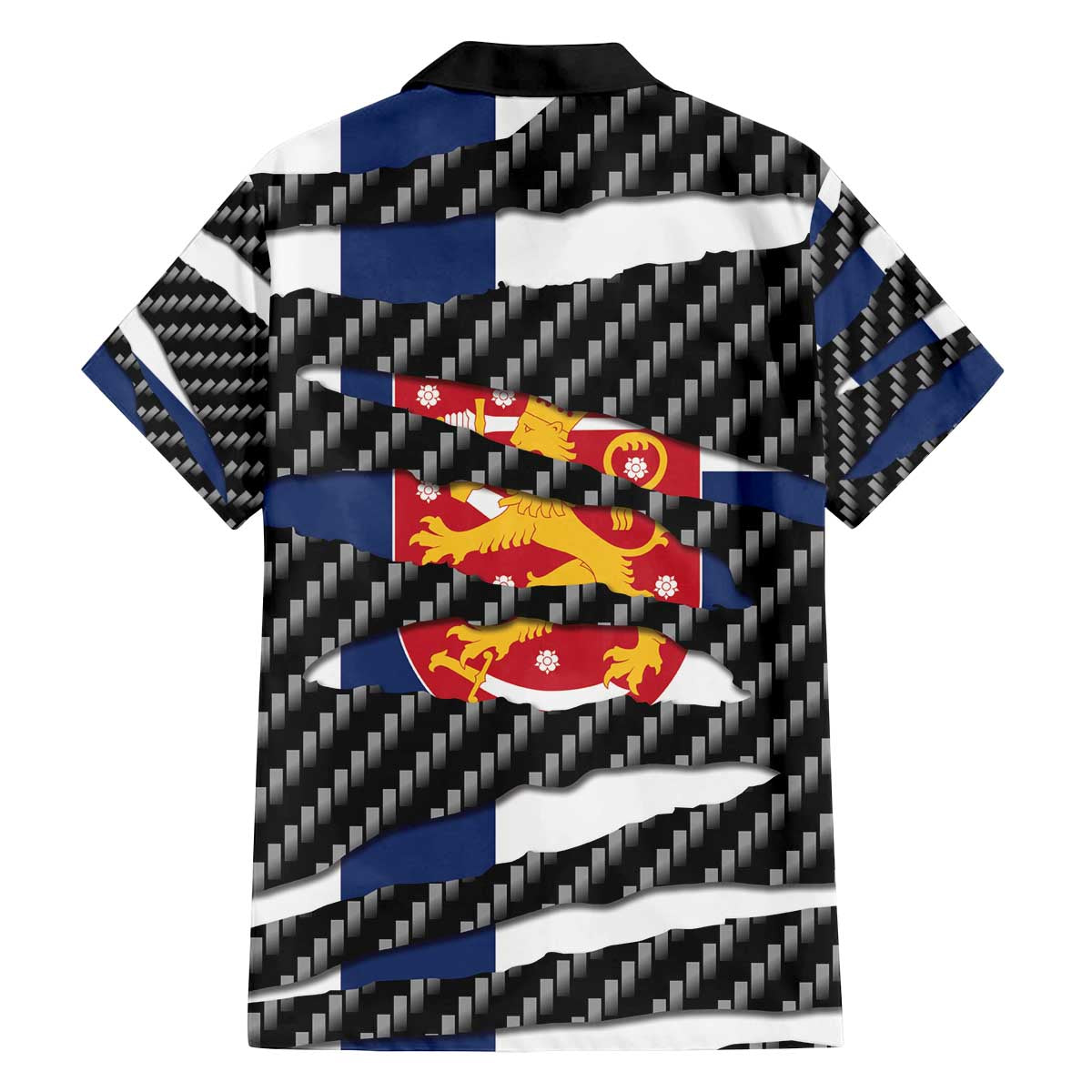 Finland Beast Family Matching Off The Shoulder Long Sleeve Dress and Hawaiian Shirt Ripped Flag Graphic - Wonder Print Shop