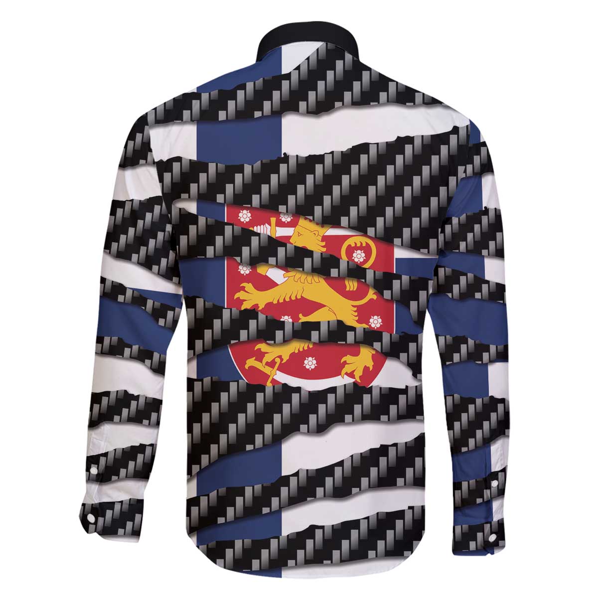 Finland Beast Family Matching Off The Shoulder Long Sleeve Dress and Hawaiian Shirt Ripped Flag Graphic - Wonder Print Shop