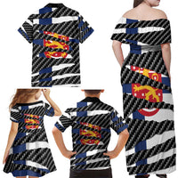 Finland Beast Family Matching Off Shoulder Maxi Dress and Hawaiian Shirt Ripped Flag Graphic - Wonder Print Shop