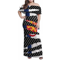 Finland Beast Family Matching Off Shoulder Maxi Dress and Hawaiian Shirt Ripped Flag Graphic - Wonder Print Shop