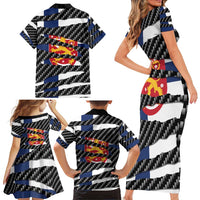 Finland Beast Family Matching Short Sleeve Bodycon Dress and Hawaiian Shirt Ripped Flag Graphic - Wonder Print Shop