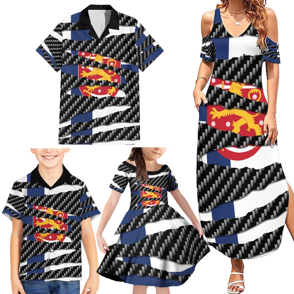 Finland Beast Family Matching Summer Maxi Dress and Hawaiian Shirt Ripped Flag Graphic - Wonder Print Shop