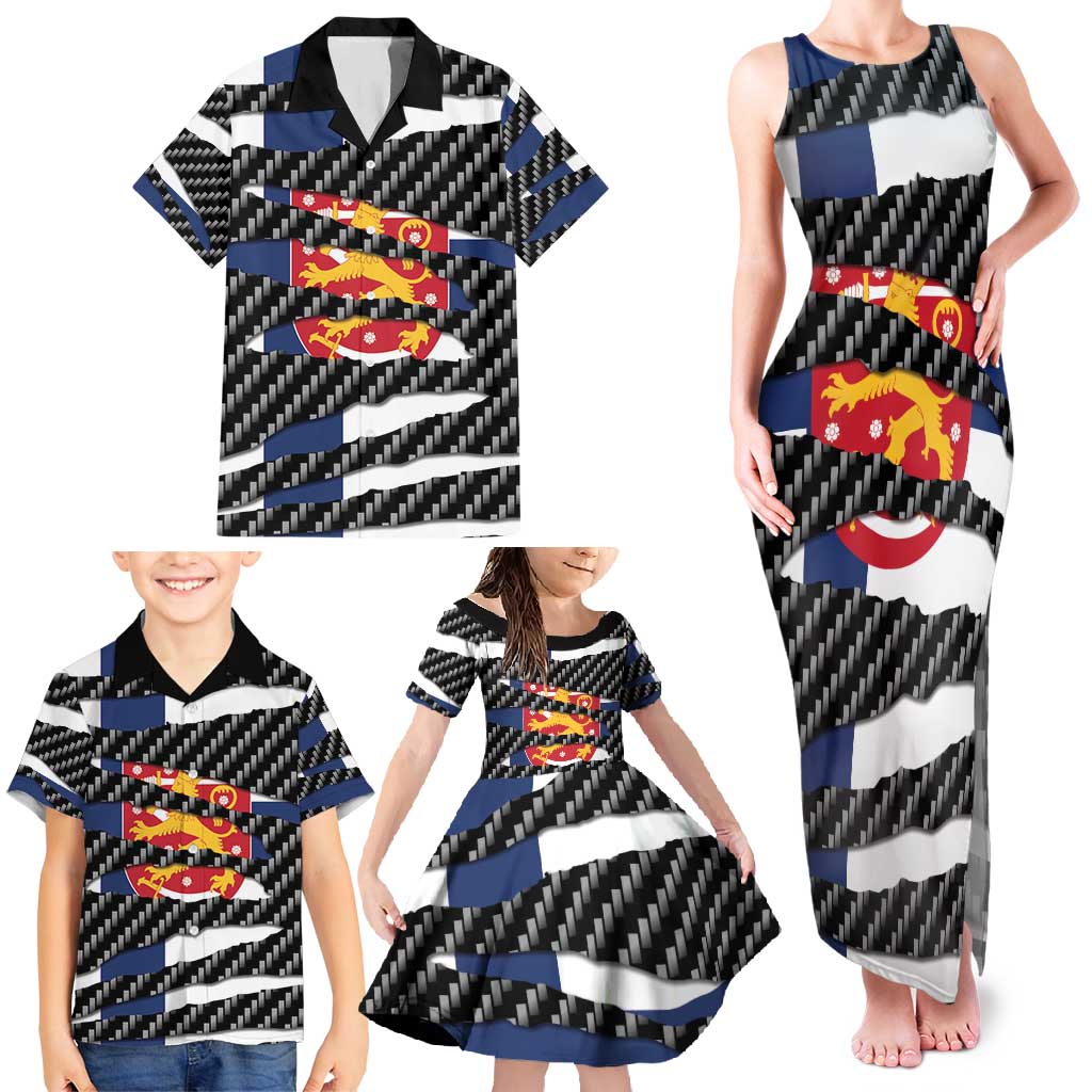 Finland Beast Family Matching Tank Maxi Dress and Hawaiian Shirt Ripped Flag Graphic - Wonder Print Shop