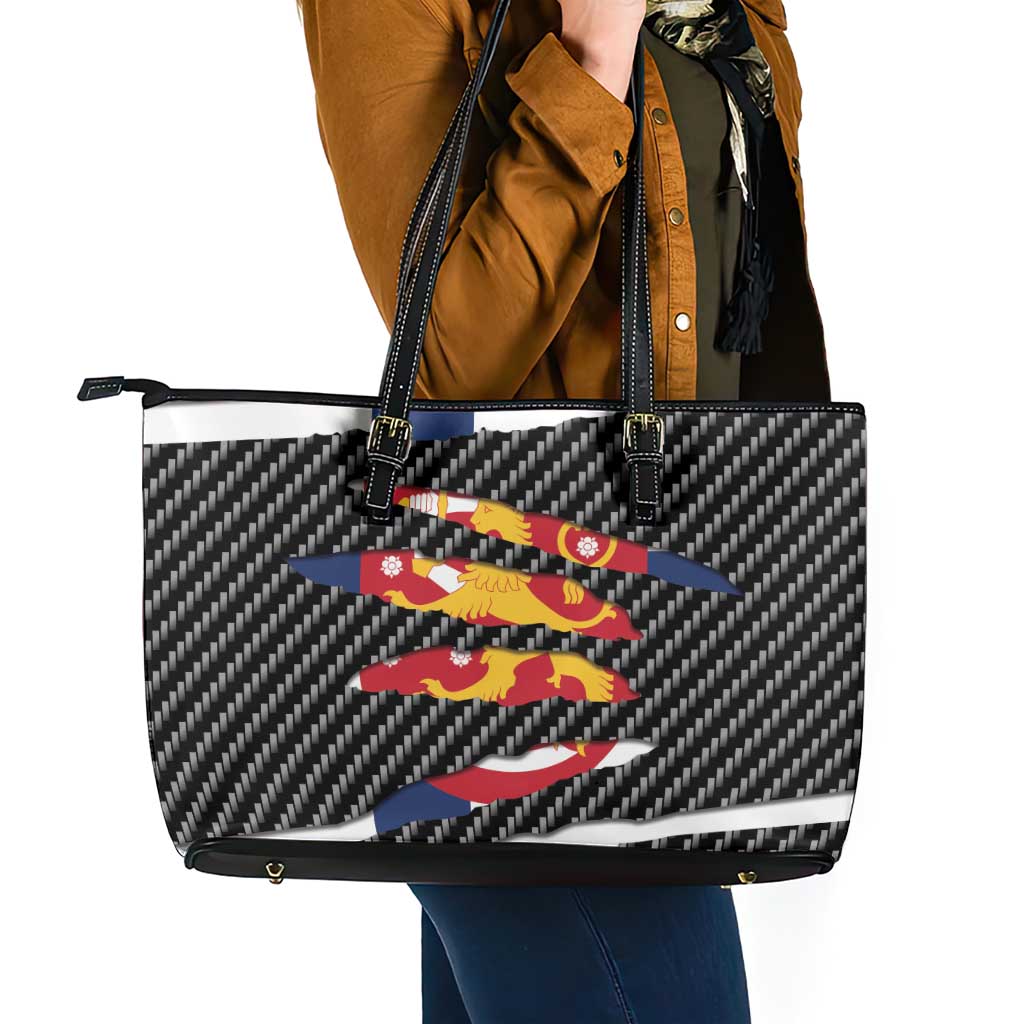 Finland Beast Leather Tote Bag Ripped Flag Graphic - Wonder Print Shop