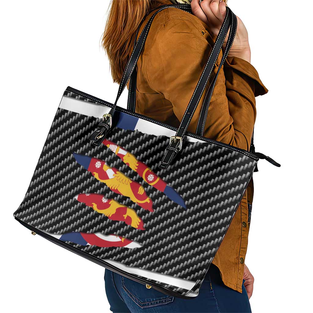 Finland Beast Leather Tote Bag Ripped Flag Graphic - Wonder Print Shop