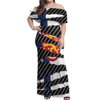 Finland Beast Off Shoulder Maxi Dress Ripped Flag Graphic - Wonder Print Shop