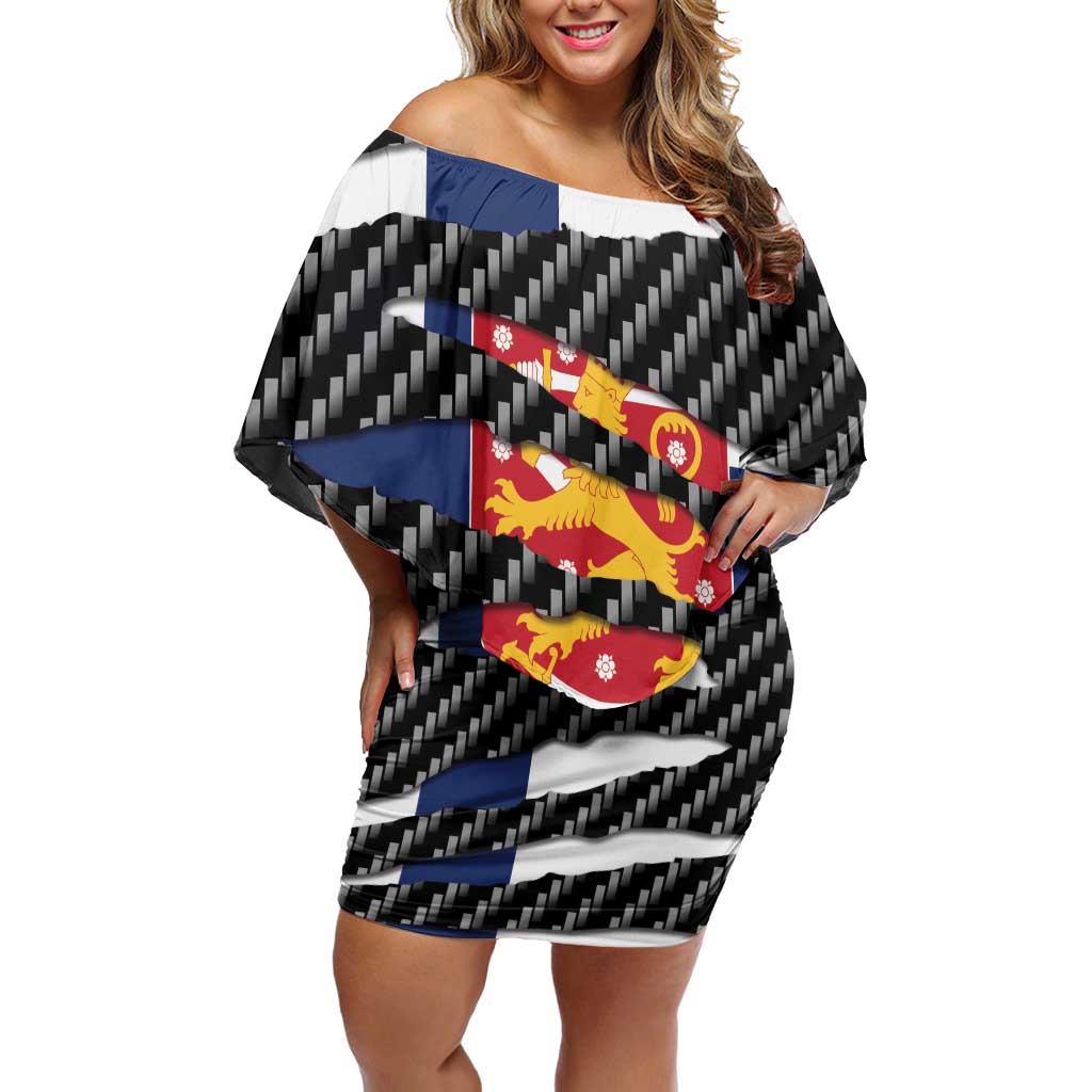 Finland Beast Off Shoulder Short Dress Ripped Flag Graphic - Wonder Print Shop