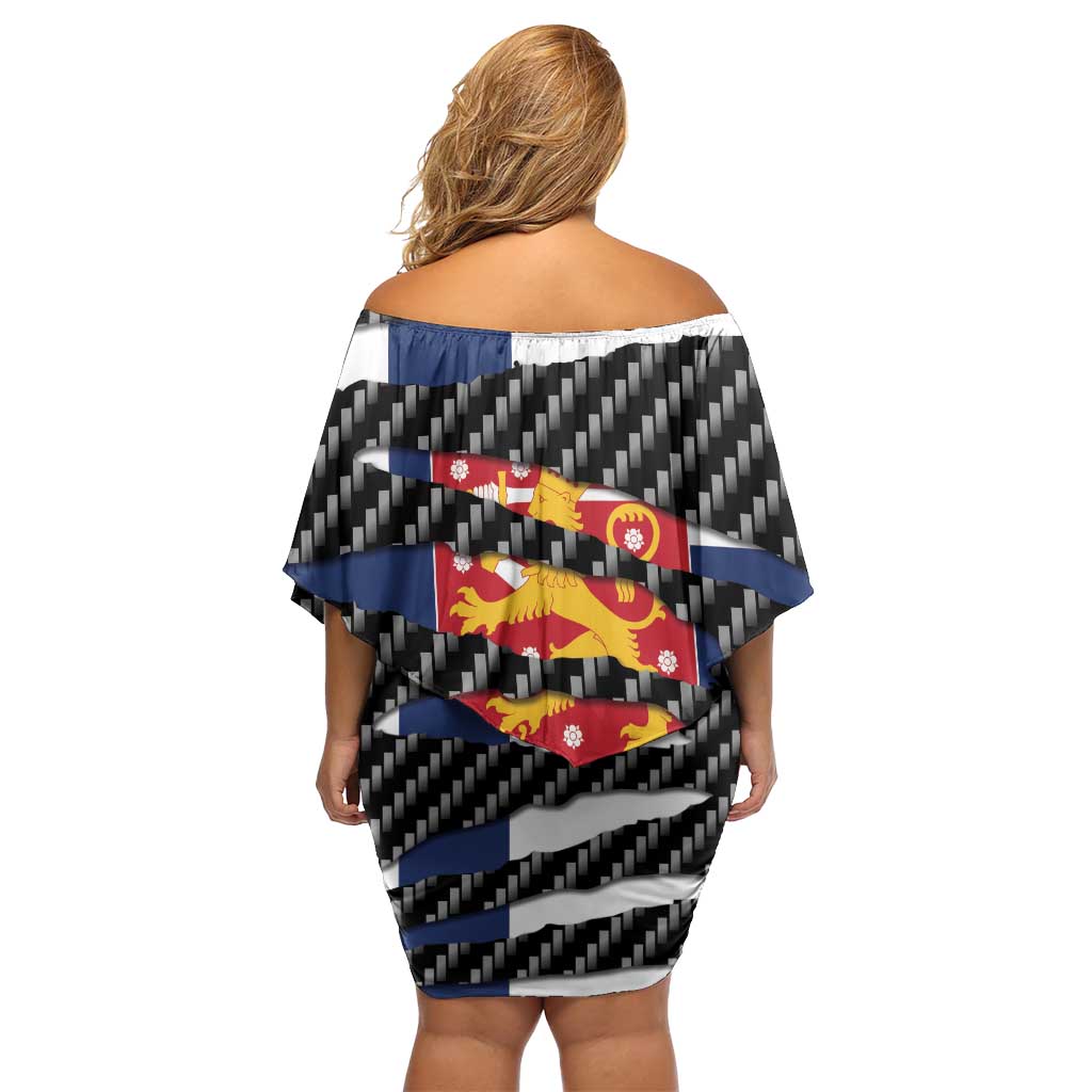 Finland Beast Off Shoulder Short Dress Ripped Flag Graphic - Wonder Print Shop