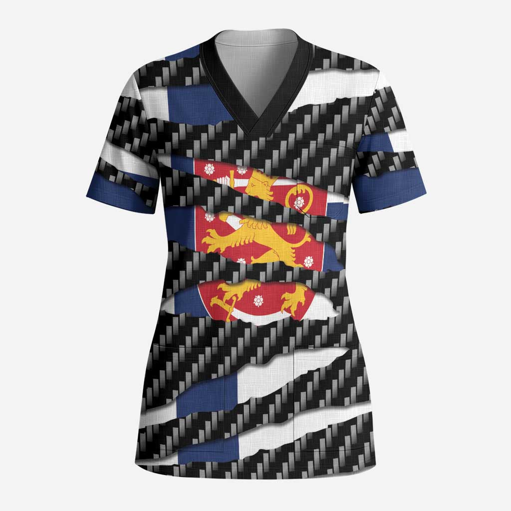 Finland Beast Scrub Top Ripped Flag Graphic - Wonder Print Shop