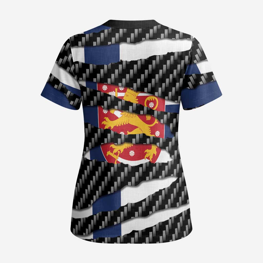 Finland Beast Scrub Top Ripped Flag Graphic - Wonder Print Shop