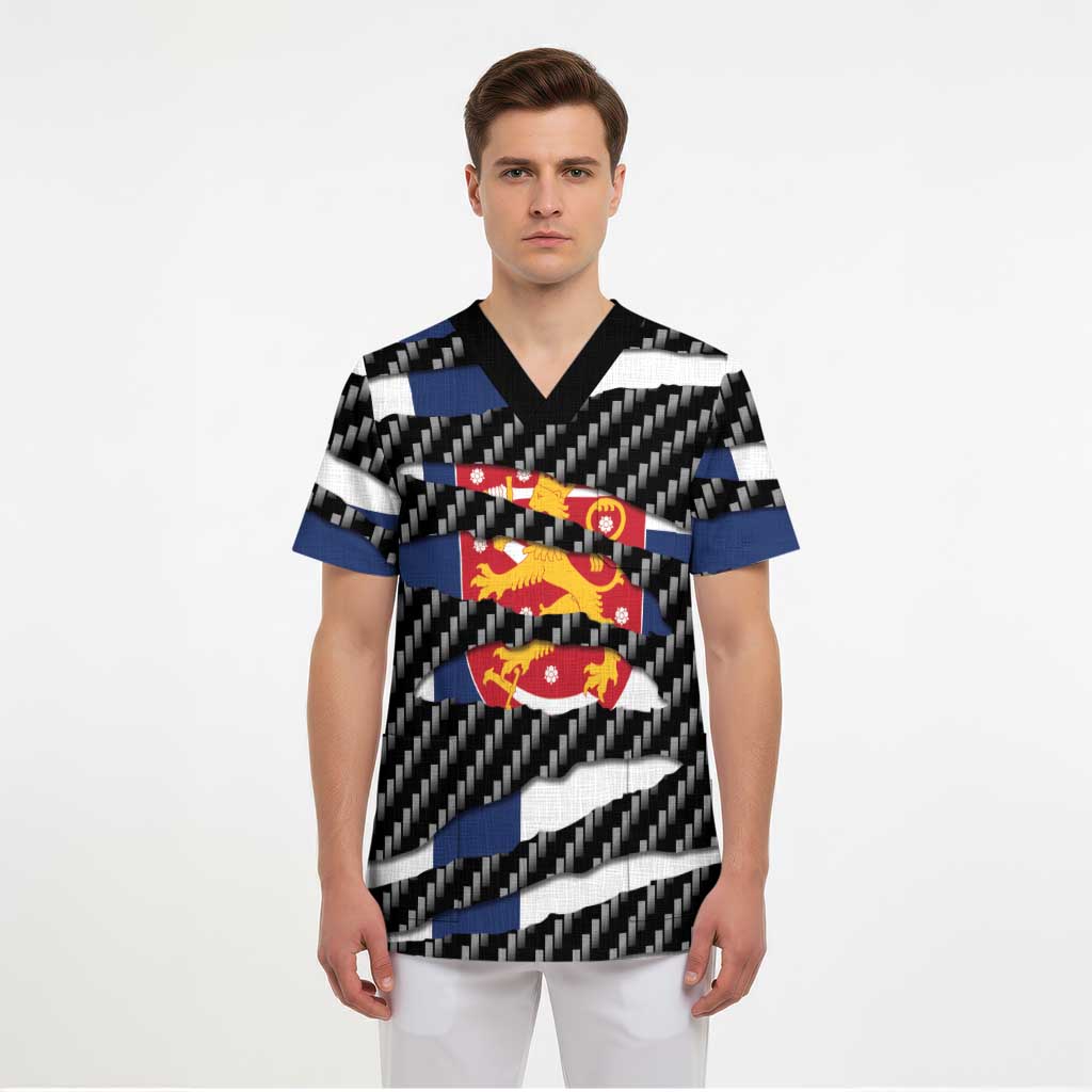 Finland Beast Scrub Top Ripped Flag Graphic - Wonder Print Shop