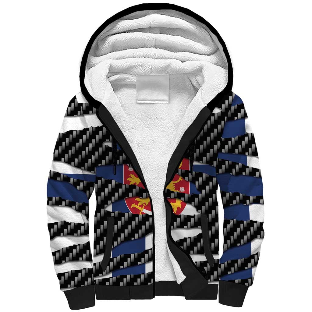 Finland Beast Sherpa Hoodie Ripped Flag Graphic - Wonder Print Shop
