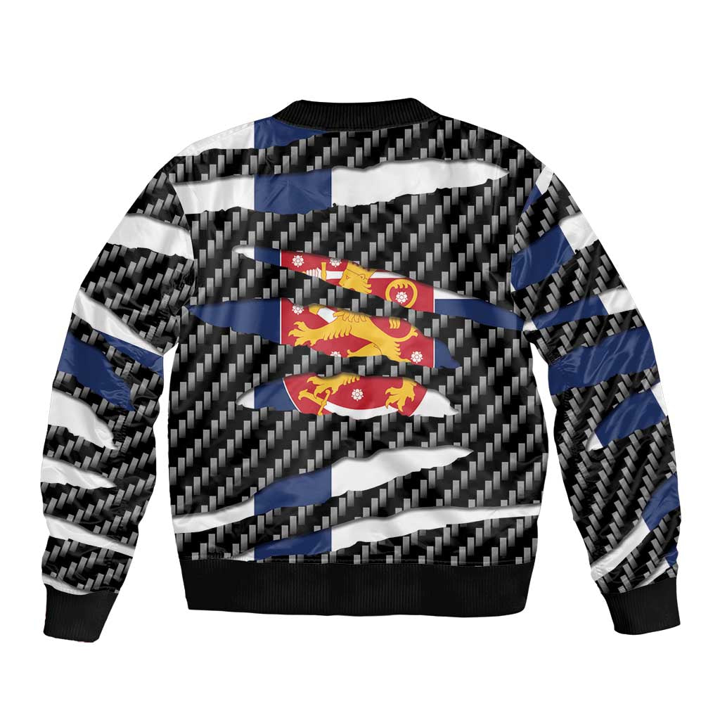 Finland Beast Sleeve Zip Bomber Jacket Ripped Flag Graphic - Wonder Print Shop