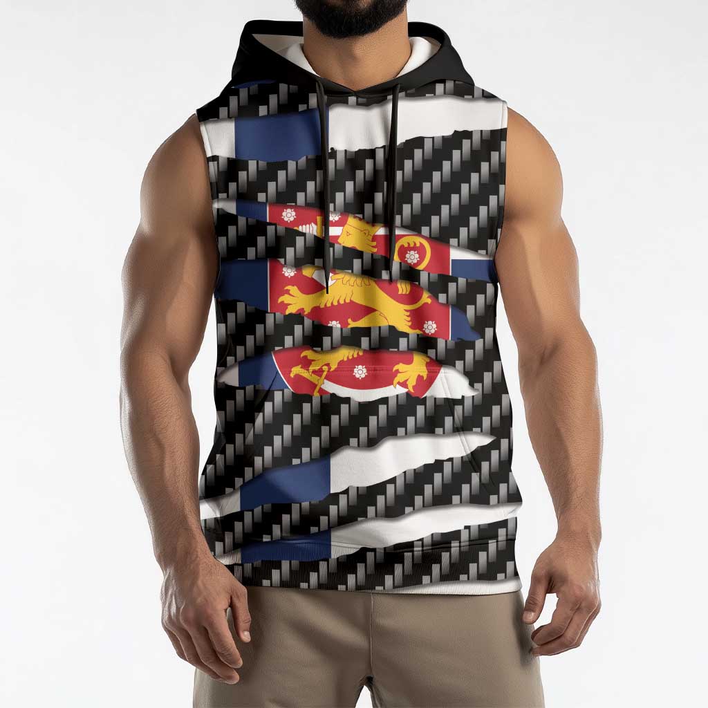 Finland Beast Sleeveless Hoodie Ripped Flag Graphic - Wonder Print Shop