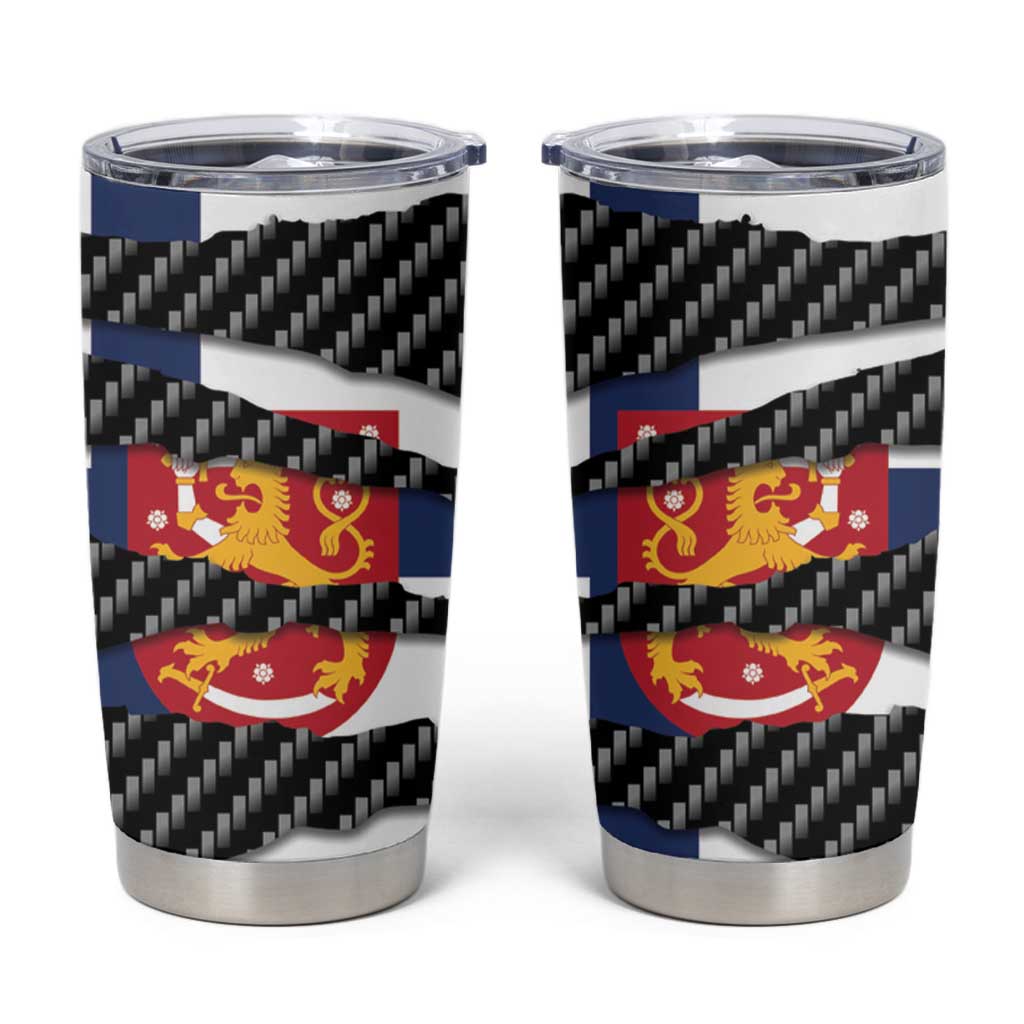 Finland Beast Tumbler Cup Ripped Flag Graphic - Wonder Print Shop