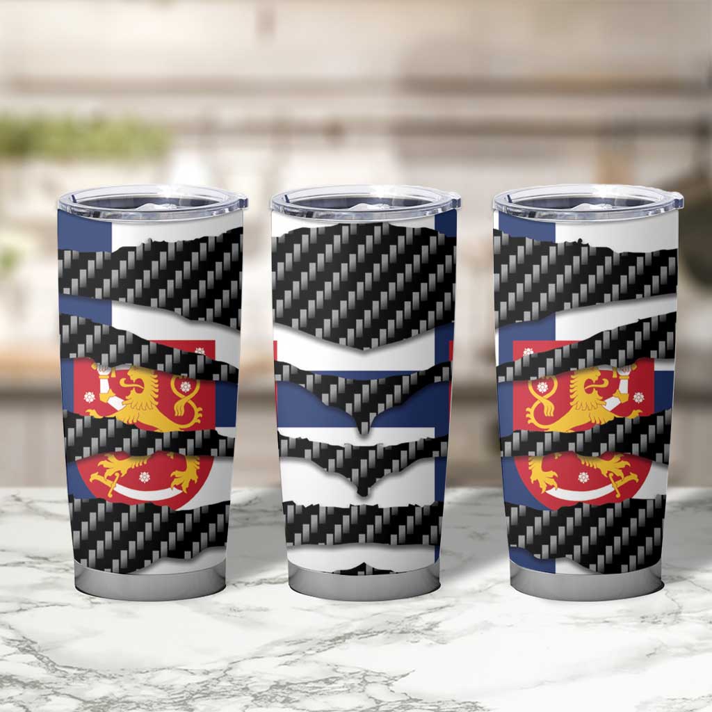 Finland Beast Tumbler Cup Ripped Flag Graphic - Wonder Print Shop