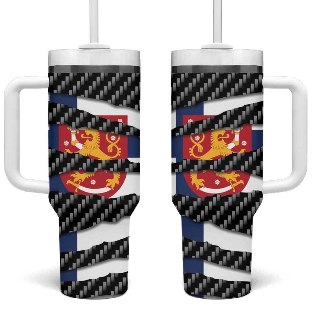 Finland Beast Tumbler With Handle Ripped Flag Graphic - Wonder Print Shop