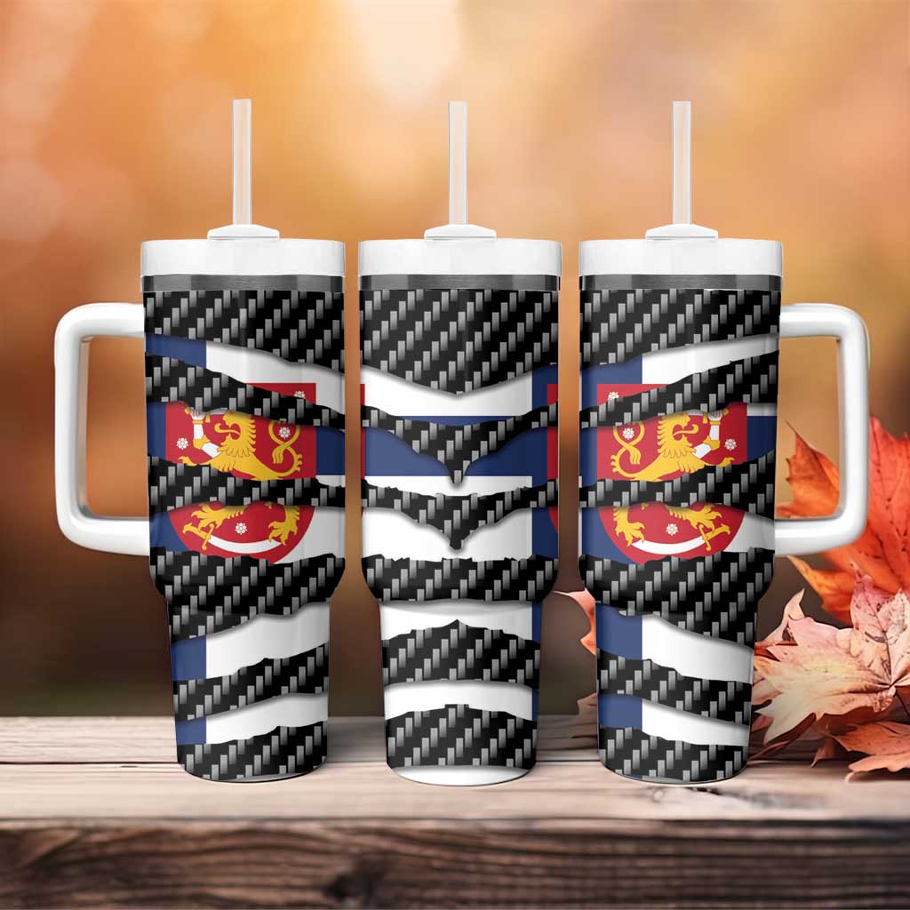 Finland Beast Tumbler With Handle Ripped Flag Graphic - Wonder Print Shop