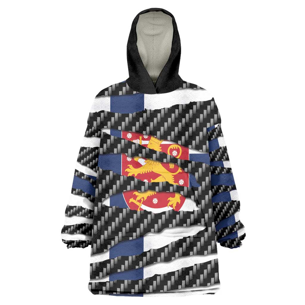 Finland Beast Wearable Blanket Hoodie Ripped Flag Graphic - Wonder Print Shop