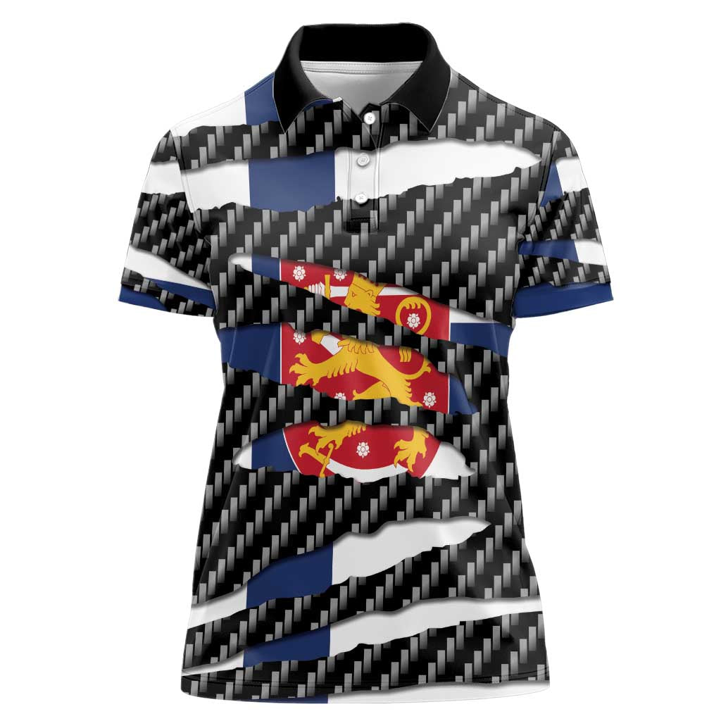 Finland Beast Women Polo Shirt Ripped Flag Graphic - Wonder Print Shop