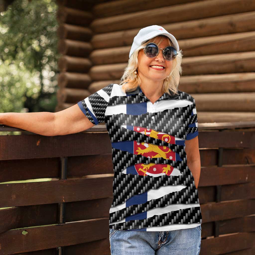 Finland Beast Women Polo Shirt Ripped Flag Graphic - Wonder Print Shop