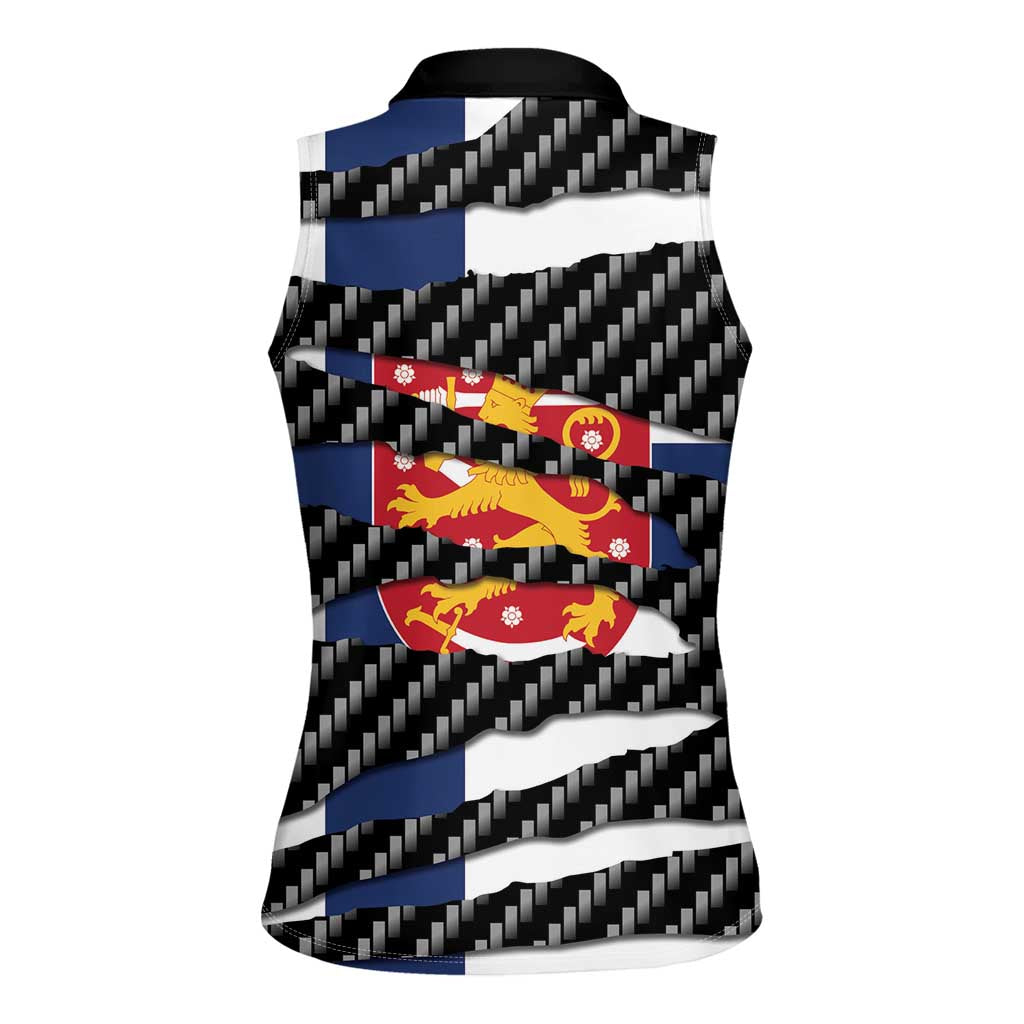 Finland Beast Women Sleeveless Polo Shirt Ripped Flag Graphic - Wonder Print Shop