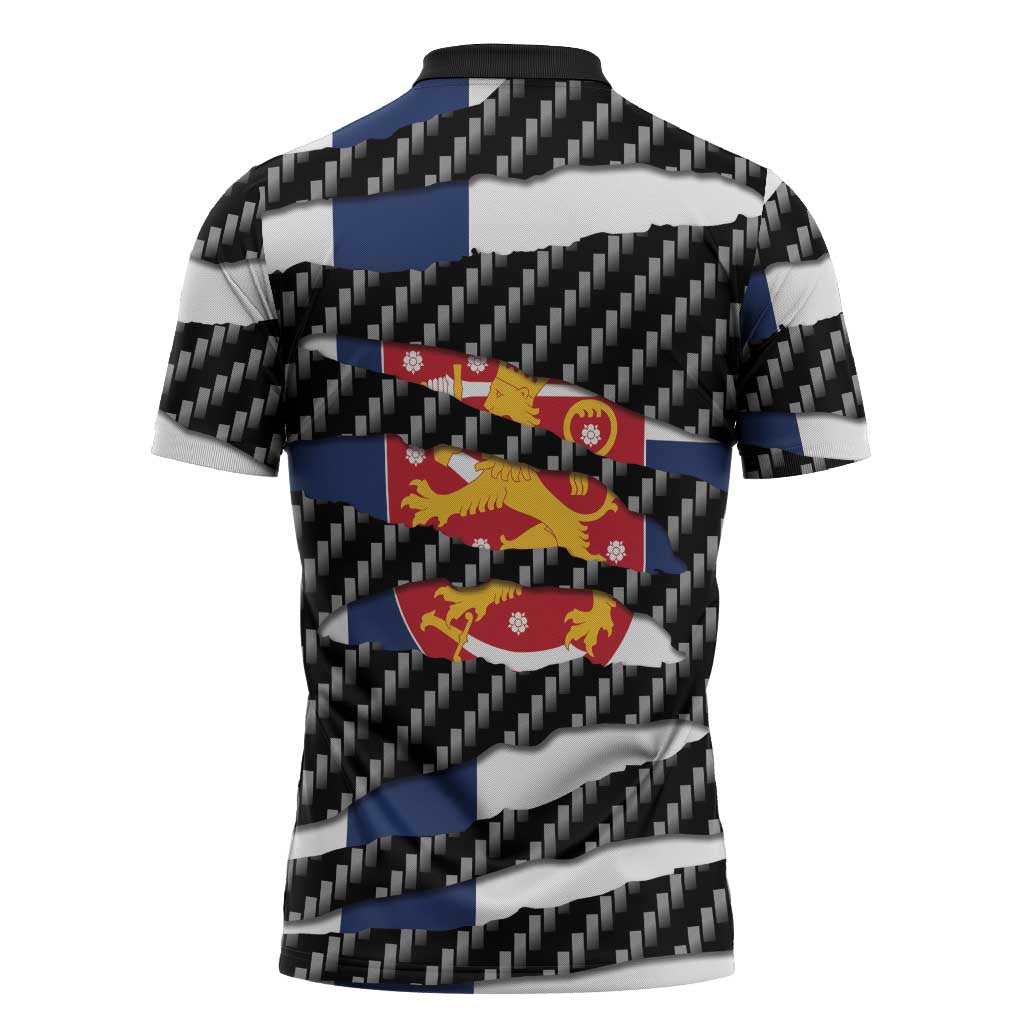 Finland Beast Zipper Polo Shirt Ripped Flag Graphic - Wonder Print Shop