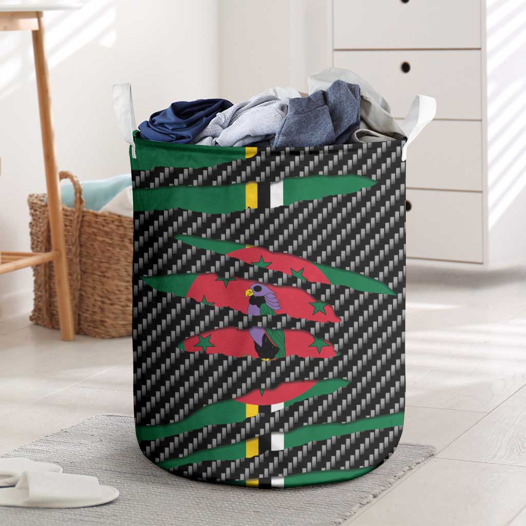 Dominica Beast Laundry Basket Ripped Flag Graphic - Wonder Print Shop