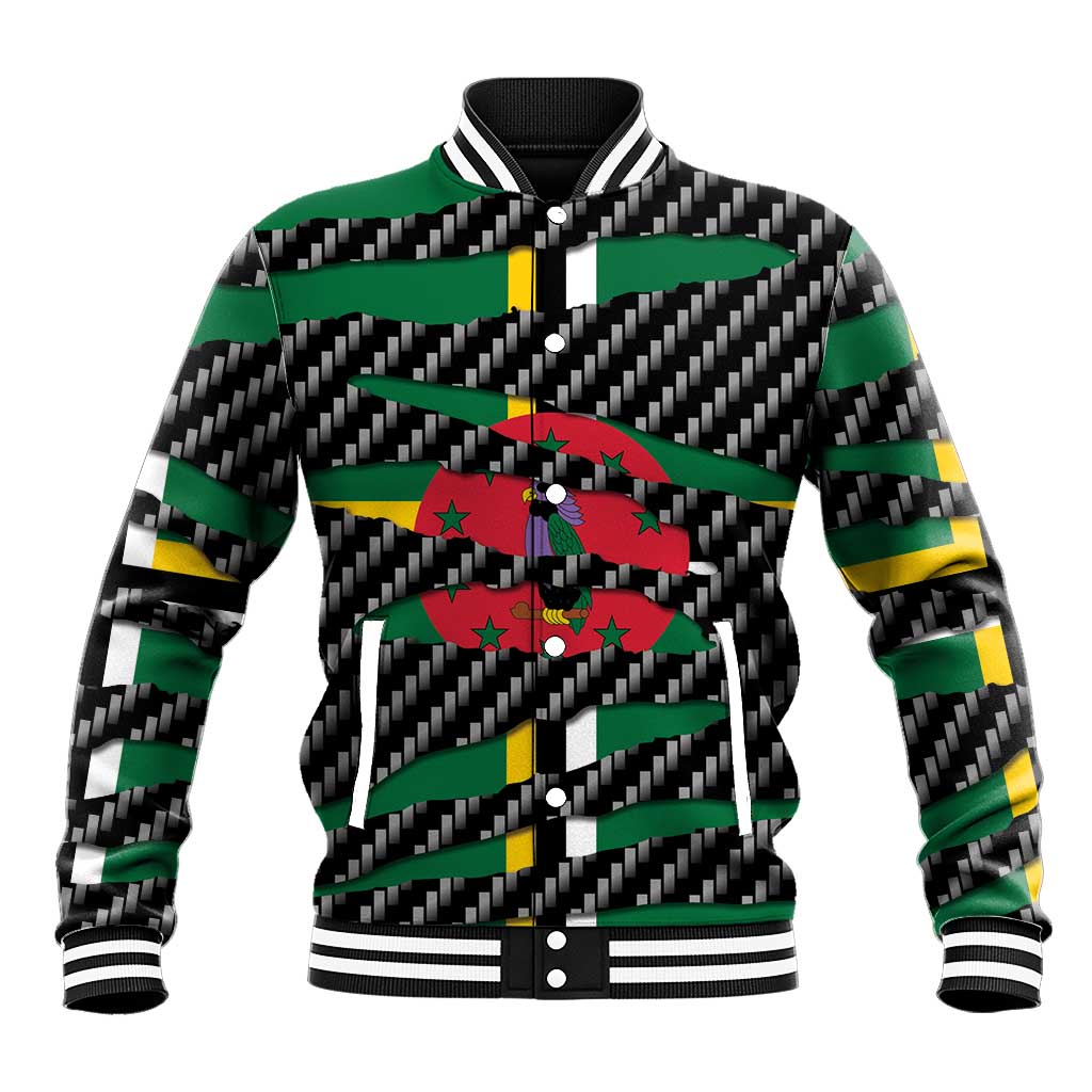 Dominica Beast Baseball Jacket Ripped Flag Graphic - Wonder Print Shop