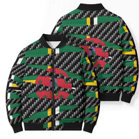 Dominica Beast Bomber Puffer Jacket Ripped Flag Graphic - Wonder Print Shop