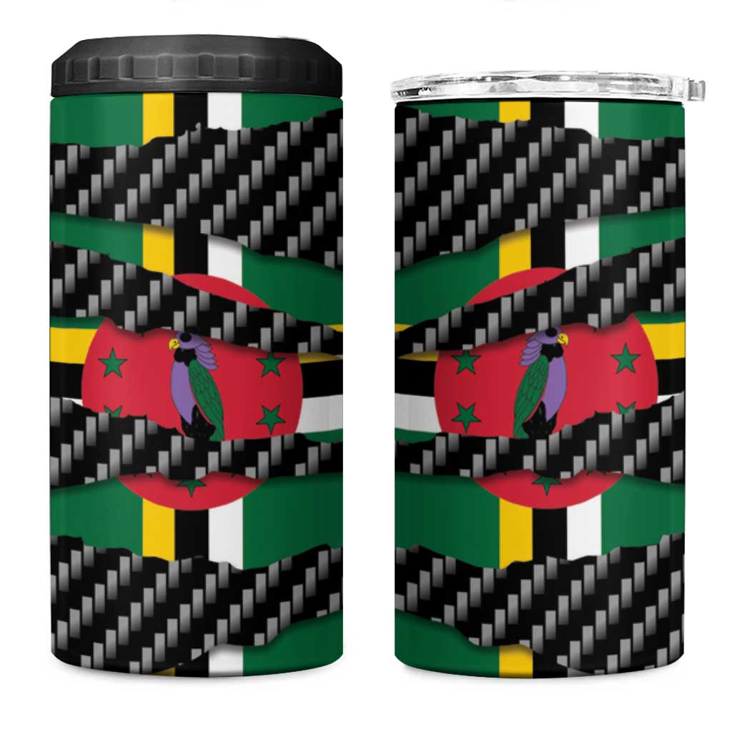 Dominica Beast 4 in 1 Can Cooler Tumbler Ripped Flag Graphic - Wonder Print Shop