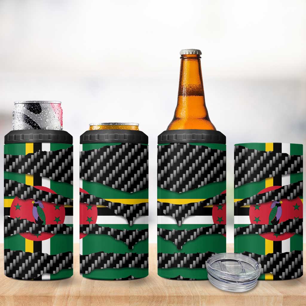 Dominica Beast 4 in 1 Can Cooler Tumbler Ripped Flag Graphic - Wonder Print Shop