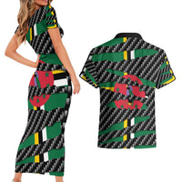 Dominica Beast Couples Matching Short Sleeve Bodycon Dress and Hawaiian Shirt Ripped Flag Graphic - Wonder Print Shop