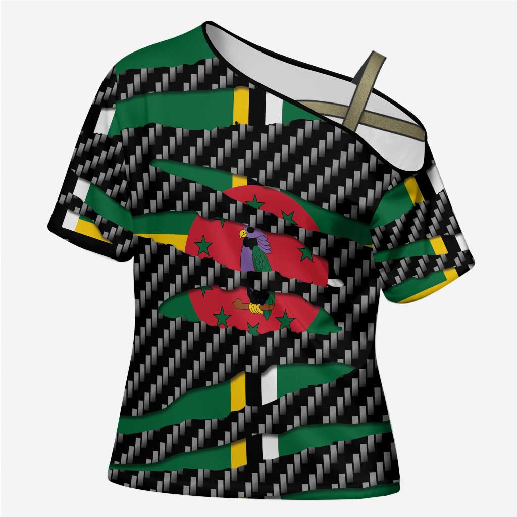 Dominica Beast Cross Shoulder Shirt Ripped Flag Graphic - Wonder Print Shop