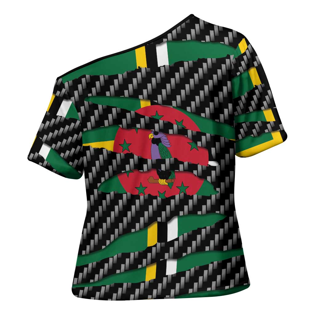 Dominica Beast Cross Shoulder Shirt Ripped Flag Graphic - Wonder Print Shop