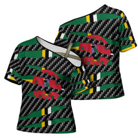 Dominica Beast Cross Shoulder Shirt Ripped Flag Graphic - Wonder Print Shop