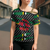 Dominica Beast Cross Shoulder Shirt Ripped Flag Graphic - Wonder Print Shop
