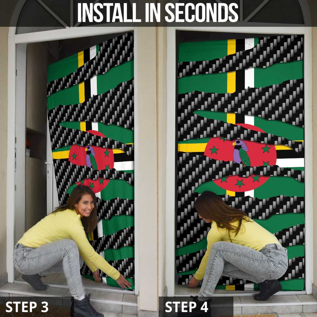 Dominica Beast Door Cover Ripped Flag Graphic - Wonder Print Shop