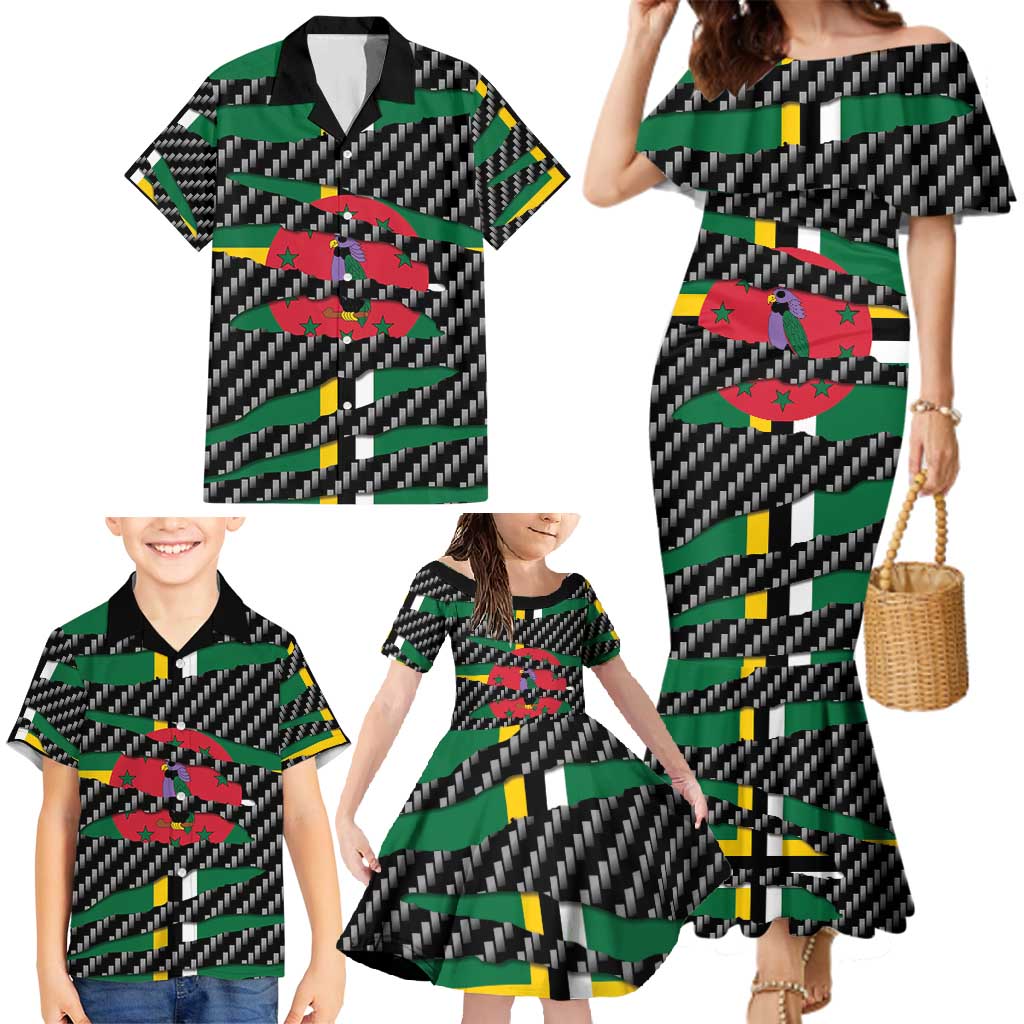 Dominica Beast Family Matching Mermaid Dress and Hawaiian Shirt Ripped Flag Graphic - Wonder Print Shop