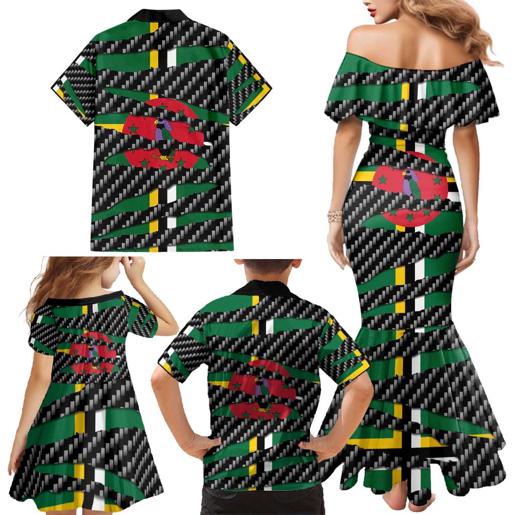 Dominica Beast Family Matching Mermaid Dress and Hawaiian Shirt Ripped Flag Graphic - Wonder Print Shop