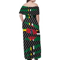 Dominica Beast Family Matching Off Shoulder Maxi Dress and Hawaiian Shirt Ripped Flag Graphic - Wonder Print Shop