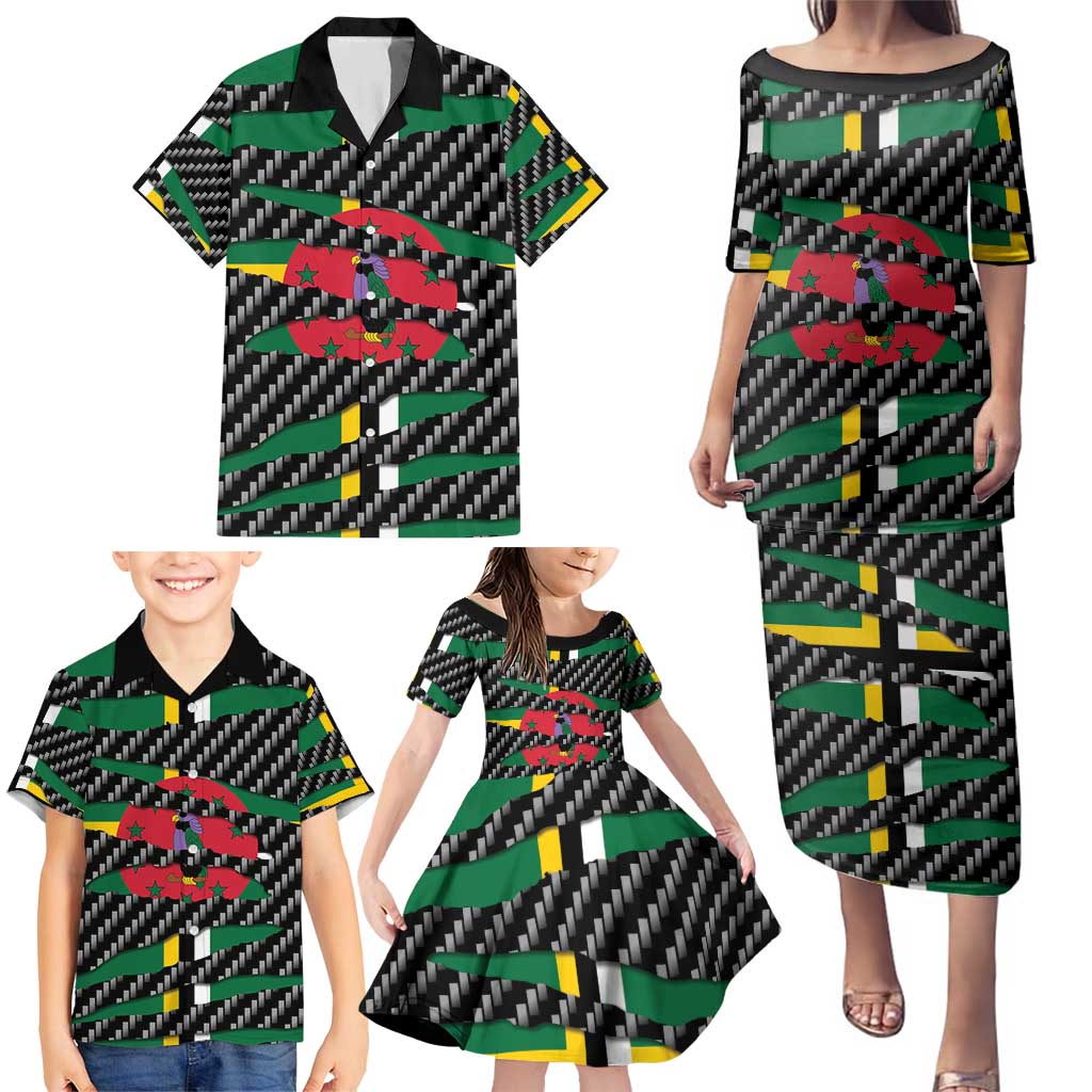 Dominica Beast Family Matching Puletasi and Hawaiian Shirt Ripped Flag Graphic - Wonder Print Shop