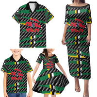 Dominica Beast Family Matching Puletasi and Hawaiian Shirt Ripped Flag Graphic - Wonder Print Shop