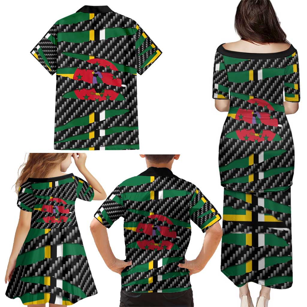 Dominica Beast Family Matching Puletasi and Hawaiian Shirt Ripped Flag Graphic - Wonder Print Shop