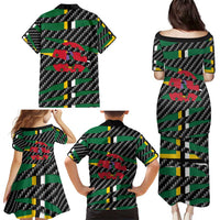 Dominica Beast Family Matching Puletasi and Hawaiian Shirt Ripped Flag Graphic - Wonder Print Shop