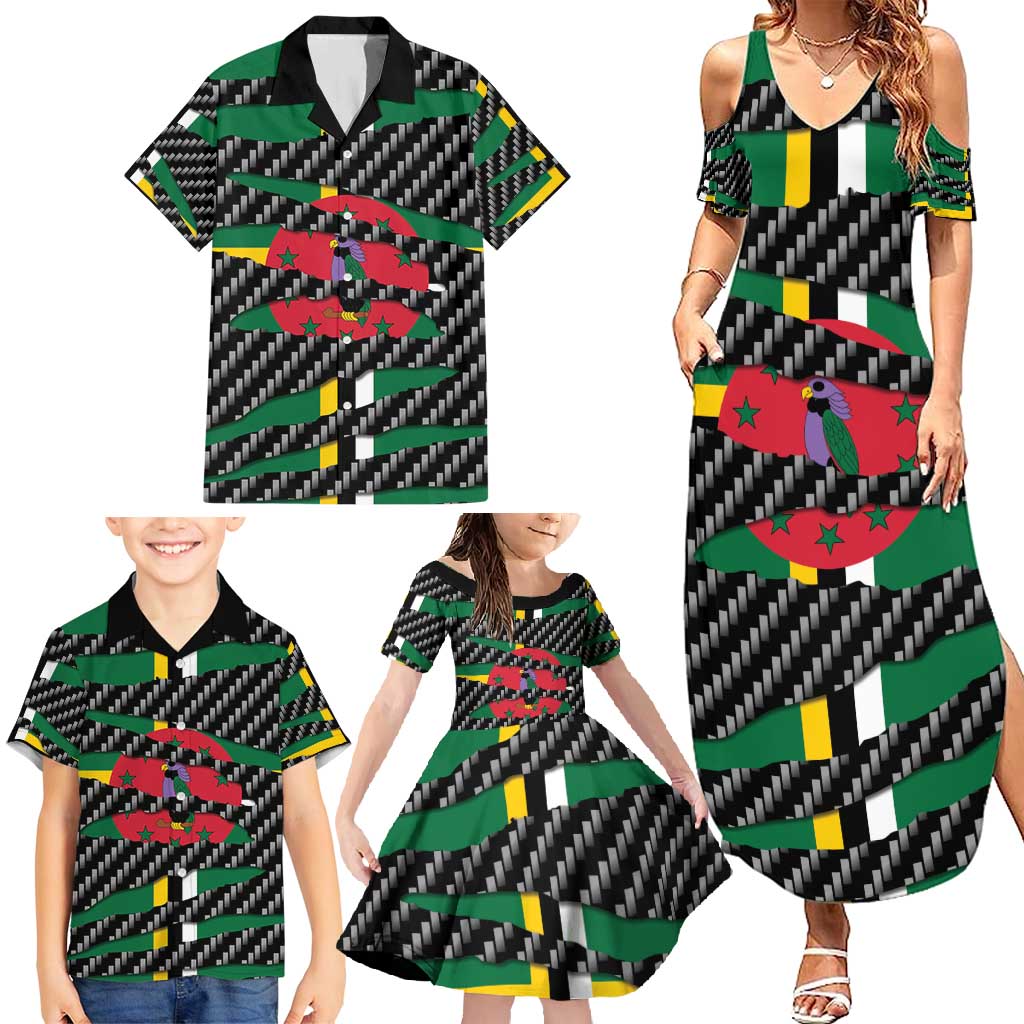 Dominica Beast Family Matching Summer Maxi Dress and Hawaiian Shirt Ripped Flag Graphic - Wonder Print Shop